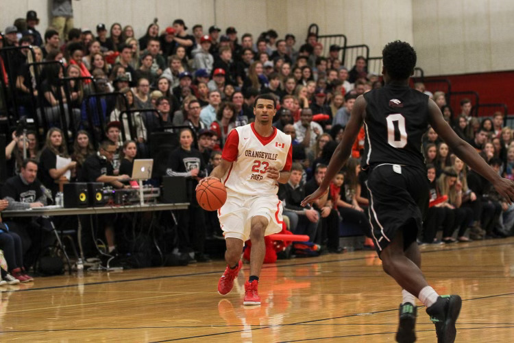 a man plays basketball