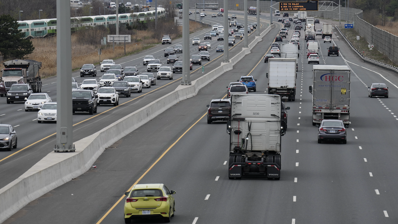 traffic on a multi-lane highway